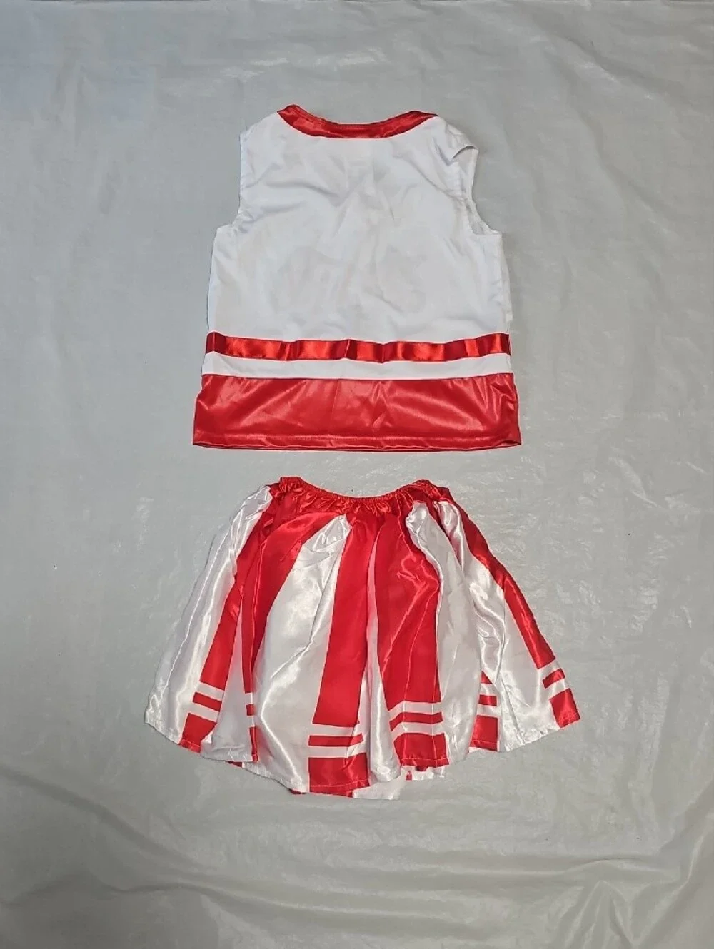 Cheer Leader Kids Costume - Red and White with Pom Poms Girls Medium 8-10 New